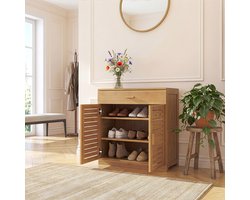 Schoenenkast Aarela bamboe 67x66x34 cm naturel [en.casa]
