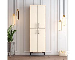 Schoenenkast Berlin Melamine Walnoot Crème