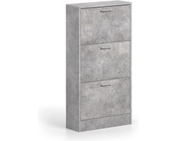 Schoenenkast 'Carini' 3 laden Beton, Spaanderplaat en decor