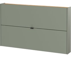 Schoenenkast Eleonore Eiken - Groen - 12 paar schoenen - Breedte 140 cm - Hoogte 85 cm - Diepte 19 cm - Met kleppen