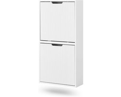 Schoenenkast Entree - Smalle Opberger - Ruimte Besparen - Ultradun 19cm Diep - 50x19x100cm - Wit