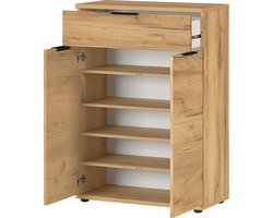 Schoenenkast Frodo 75 cm met 1 lade & 2 deuren - eik