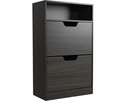 Schoenenkast - grijs - 80x102x24 cm - met deuren