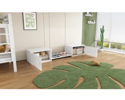 Schoenenkast, Halmeubel – Schoenbank, Multi-scenario Gebruik, Compatibel met Stapelbedden, Wit, 189x40x34,5 cm