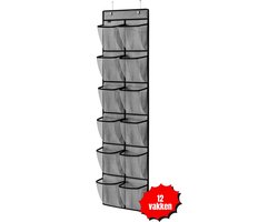 Schoenenkast Hangend - Schoenenzak 12 vakken - Opbergen van Schoenen aan Deur - Schoenenzak Grijs - Oplossing voor rondslingerende schoenen - Hoogwaardige Schoenenkast