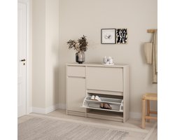 Schoenenkast Luna - Taupe - Ondiep - Ruimtebesparend - 12 paar