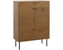 Schoenenkast MCW-N78, schoenenrek kast, Scandinavische stijl metaal hout melamine MVG 115x80x35cm ~ naturel