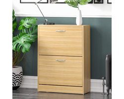 Schoenenkast met 2 laden - Opbergen van schoenen - Organizer - Uittrekbaar - Grenen - Houten meubelstuk