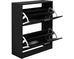 Schoenenkast met 2 vouwdeuren en 4 vakken 63x24x81cm zwart