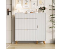Schoenenkast met 3 kleppen en 1 deur - Ruimtebesparend Entree Meubel 110 x 24 x 111,5 cm