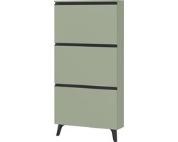 Schoenenkast met 3 kleppen in taupegroen - ruimte voor 9 paar schoenen