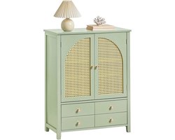 Schoenenkast met 4 Lades en 2 Deuren - Poly Rattan, Opbergkast voor Gang en Hal - Groen 70 x 34 x 90 cm