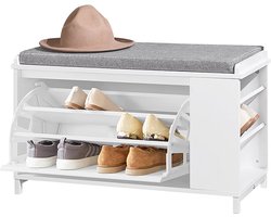 Schoenenkast met Bank - Schoenenorganizer - Opbergbank - Comfortabele zitplaatsen - Veelzijdige opslag - Duurzame MDF en metalen constructie - 82 cm x 53 cm x 46 cm