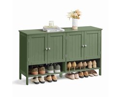 Schoenenkast met Deuren – Compact Schoenen Rek en Kast voor Hal of Gang – Stijlvolle Schoenenkast voor Netjes Opbergen - Groen - Landelijk - 35x120x70cm
