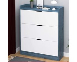Schoenenkast met Kanteldeuren 3 Lagen Smal Schoenenrek Opbergkast Stofdicht voor Hal Slaapkamer Woonkamer Blauw 60 x 24 x 120 cm – Mobili Bella