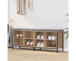 Schoenenkast met plank - Opbergmeubel - Schoenen organiseren - Industrieel design - 131 cm breed - Artisan-eiken
