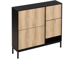 Schoenenkast met schoenenwisselkruk, schoenenrek met drie kleppen en open opbergruimte, geschikt voor hal, slaapkamer