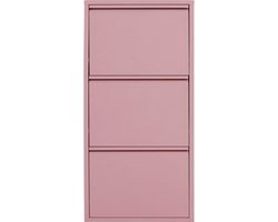 Schoenenkast met spiegel - Roze metaal 103 x 50 x 15 cm Schoenenkast met spiegel