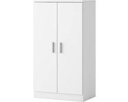 Schoenenkast met spiegel - Schoenenrek 2 deuren 55 x 35 x 100 cm 4 legplanken binnen grote inhoud ideaal voor entrees en commodes kleur wit modern klassiek Scandinavisch Schoenenkast met spiegel