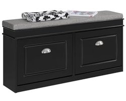 Schoenenkast met Zittende Bank en Opbergruimte - Zwart