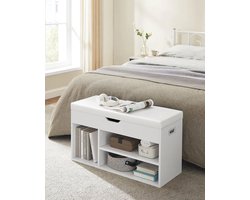 Schoenenkast - Multifunctionele Kast - Houten Schoenenkasten met Opbergruimte - 80 x 44 x 30 cm (B x H x D) - Wit