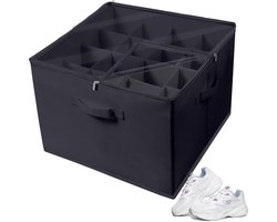 Schoenenkast - Opbergdoos - 16 Vakken - Zwart - PVC