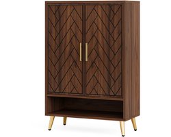 Schoenenkast - Opbergkast - Walnoothout - 6 laags - Schoenenkast met deuren - 75x35x110cm - max. 18 paar schoenen