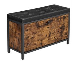 Schoenenkast Schoenbank Opbergkast Met dubbele klepopslag en zitbank Voor maximaal 6 paar schoenen Stevig metalen frame Geschikt voor hal, entree en slaapkamer 80 x 30 x 51 cm Bruin + zwart
