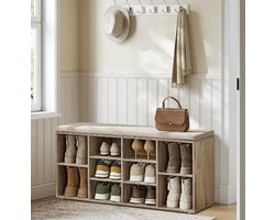 Schoenenkast - Schoenenbankje - Schoenen Opbergkast - 10 Paar Schoenen - Met Kussen - Lichtbruin - 30x104x48 cm