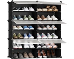 Schoenenkast, schoenenopberger kunststof met deur, open Schoenenrek, Organize Schoenenkast, DIY kast met 8 vakken, voor praktisch opbergen van schoenen, kleding of speelgoed, 2 * 4