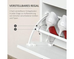 Schoenenkast – Schoenenopberger – Schoenenkastje – Schoenmeubel – Schoenendisplay – Ruime Opslag Voor 32 Paar – Duurzaam Spaanplaat MDF Wit