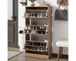 Schoenenkast – Schoenenopberger – Schoenrek – Opbergkast – Schoenmeubel – Vrijstaand – Duurzaam kunststof – 3 Lades en 3 Niveaus – Haken voor Jassen en Tassen