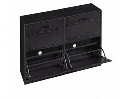 Schoenenkast Schoenenopbergkast 24x105.5x82.7cm Zwart Met 4 dubbele kanteldeuren en verstelbare planken Geschikt voor 16-28 paar schoenen Slechts 24 cm diep bespaart ruimte Geschikt voor schoenen tot EU maat 48,5 Geschikt voor hal en woonkamer