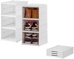 Schoenenkast - Schoenenrek - 3-Laags Opvouwbare Schoenenorganizer - Opbergdoos - Stapelbaar Schoenenrek - Opbergen - Ventilatie Stofbescherming - Perfect voor Entree - Gang - Slaapkamer - 53x34.5x25.5cm - Wit