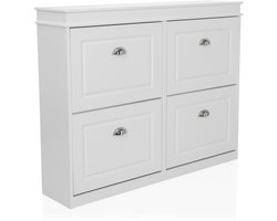 Schoenenkast / schoenenrek ESTHA 4 104x24x82 cm 4 schoenenklappen wit hjh LIVING