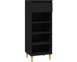 Schoenenkast | Schoenenrek | Opbergkast 40x36x105 cm bewerkt hout zwart