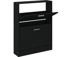Schoenenkast | Schoenenrek | Opbergkast 59x17x81 cm bewerkt hout zwart