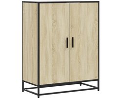 Schoenenkast | Schoenenrek | Opbergkast 75x38x97,5 cm bewerkt hout en metaal sonoma eiken