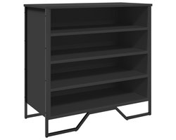 Schoenenkast | Schoenenrek | Opbergkast 80x38x78 cm bewerkt hout zwart