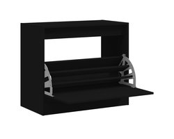 Schoenenkast | Schoenenrek | Opbergkast 80x42x69 cm bewerkt hout zwart