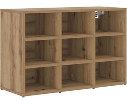 Schoenenkast | Schoenenrek | Opbergkast artisanaal eikenkleurig 77.5 x 30 x 51 cm