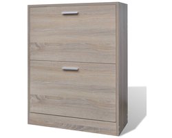 Schoenenkast | Schoenenrek | Opbergkast met 2 vakken eiken-look hout
