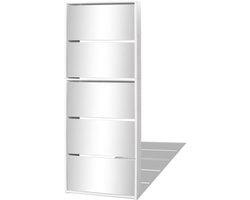 Schoenenkast | Schoenenrek | Opbergkast met 5 spiegels 63x17x169,5 cm wit