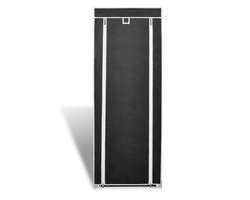 Schoenenkast | Schoenenrek | Opbergkast met hoes 57x29x162 stof zwart