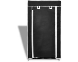 Schoenenkast | Schoenenrek | Opbergkast met hoes 58x28x106 stof zwart