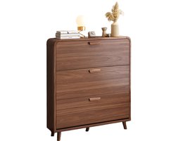 Schoenenkast – Schoenenrek – Schoenenopberger – Hal Organizer – Schoenenkast Met Klapfront – Hout – Voor 15 Paar Schoenen – Modern Bruin Wit – Ruimtebesparend Design