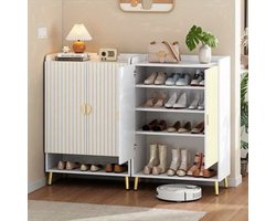 Schoenenkast – Schoenenrek – Schoenenopberger – Halkast – Schoenenbank – MDF en Spaanplaat – 3 Lagen Opbergruimte – Dubbele Deuren en Lade