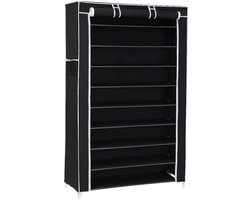 Schoenenkast – Schoenenrek – Schoenenopberger – Halmeubel – Schoenenbank – 9 Lagen – Ruimtebesparend – Duurzame Niet-Geweven Stof – Transparante Deuren – 88x28x160 cm – Voor 36 Paar Schoenen