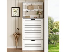 Schoenenkast – Schoenentrek – Schoenhouder – Schoenopberger – Halmeubel – Wit – 15 Paar Schoenen – Ruimtebesparend Ontwerp
