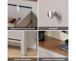 Schoenenkast smal HomeByNicole – Moderne Scandinavische Schoenenopberger met 2 Kleppen en Lade, 12 Paar Schoenen, Lichtbruin – Compacte Halmeubel Opbergkast 80x25x108 cm